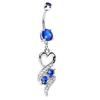 Women Peach Heart Rhinestone Inlaid Navel Ring Stud Body Piercing Jewelry Gift