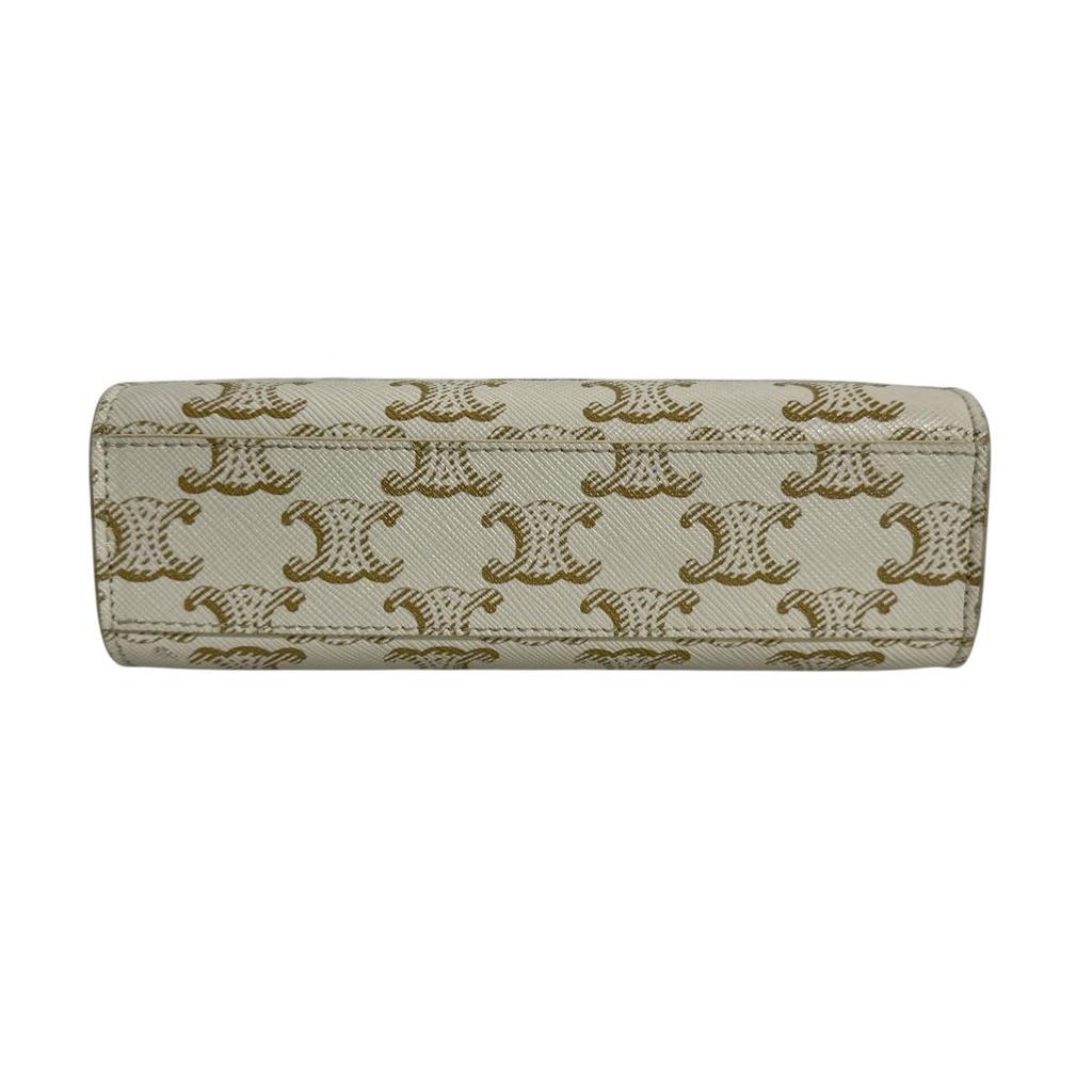 CELINE Mini Partical Hippo Triomphe Handbag PVC white Women Used