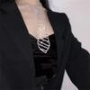 Gothic Styles Crystal Choker Necklace Tie Sparkling Rhinestones Jewelry Necktie for Women Nightclubs and Special Event