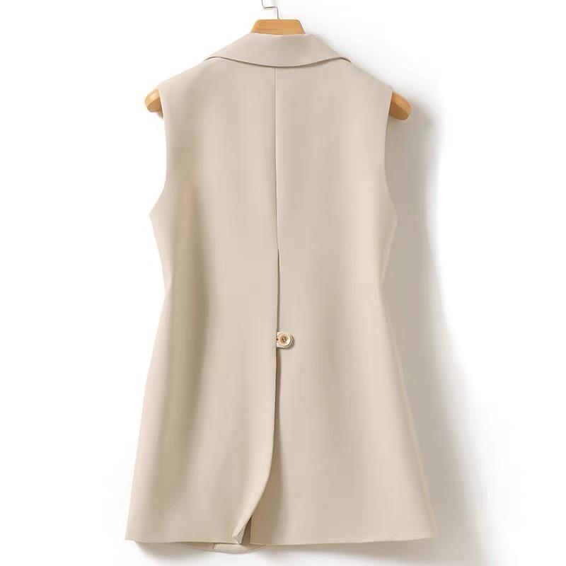 Sleeveless Suit Vest Women Loose Spring and Fall Senior Sense of The Canvas Undershirt Jacket Plus Size