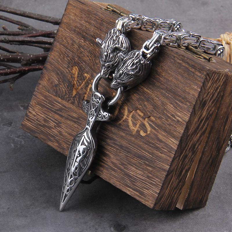 Celtic Wolf Necklace Viking Vegetarian Talisman Spear Pendant Norwegian Talisman Anchor Stainless Steel King Chain Jewelry