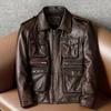 New Retro M65 Hunting Jacket Mens Genuine Leather Vintage Workwear Coat Distressed Collar137