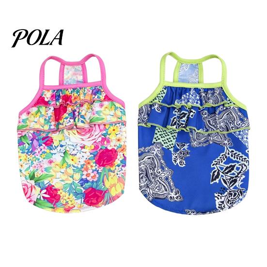 Breathable Dog Clothing Floral T-Shirt, Sleeveless Girl Shirt, Double-Layered Ruffle Double-layer Shirt Female Pet Outfit for Small Dogs Summer