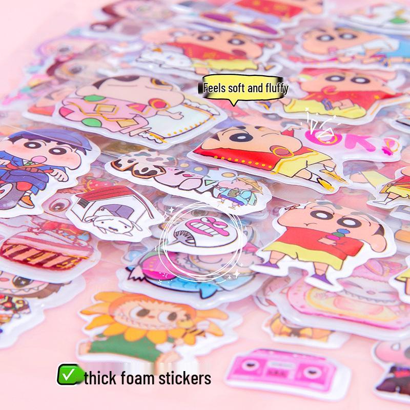 Cartoon Double-Layer 3D Bubble Stickers for Kids - Cute, Non-Peeling, Embossed Journal Adhesive Stickers