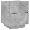 Nightstand With LED, Concrete Gray, Wood-Based Material