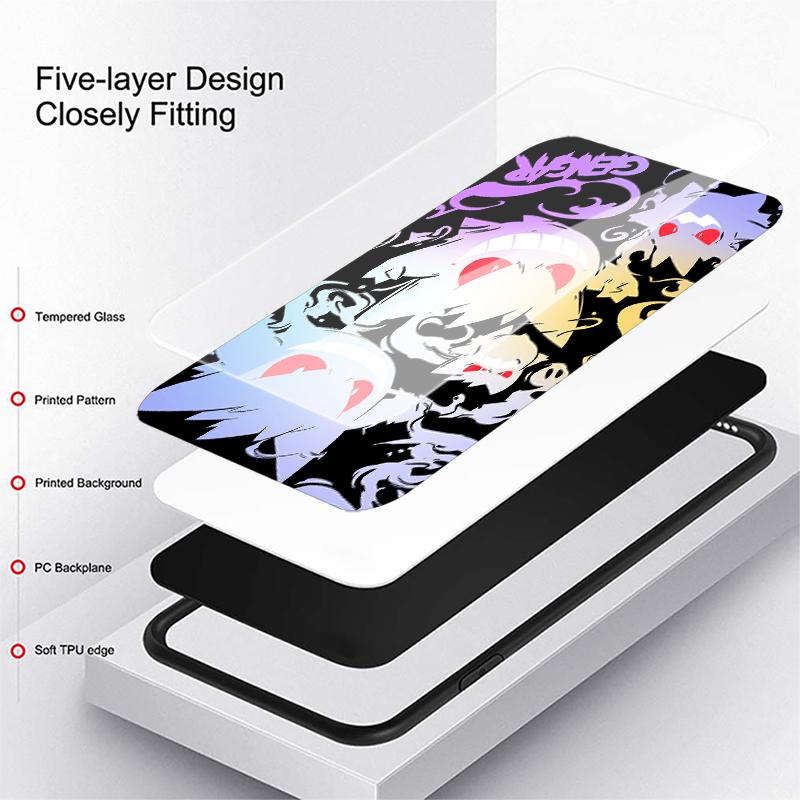 Cool Gengar Pokemon Glass Case for Samsung Galaxy S26 S25 Ultra S23+ S24 S21 S24+ S22 S25+ S20 FE S23 Plus Luxury Phone Cover