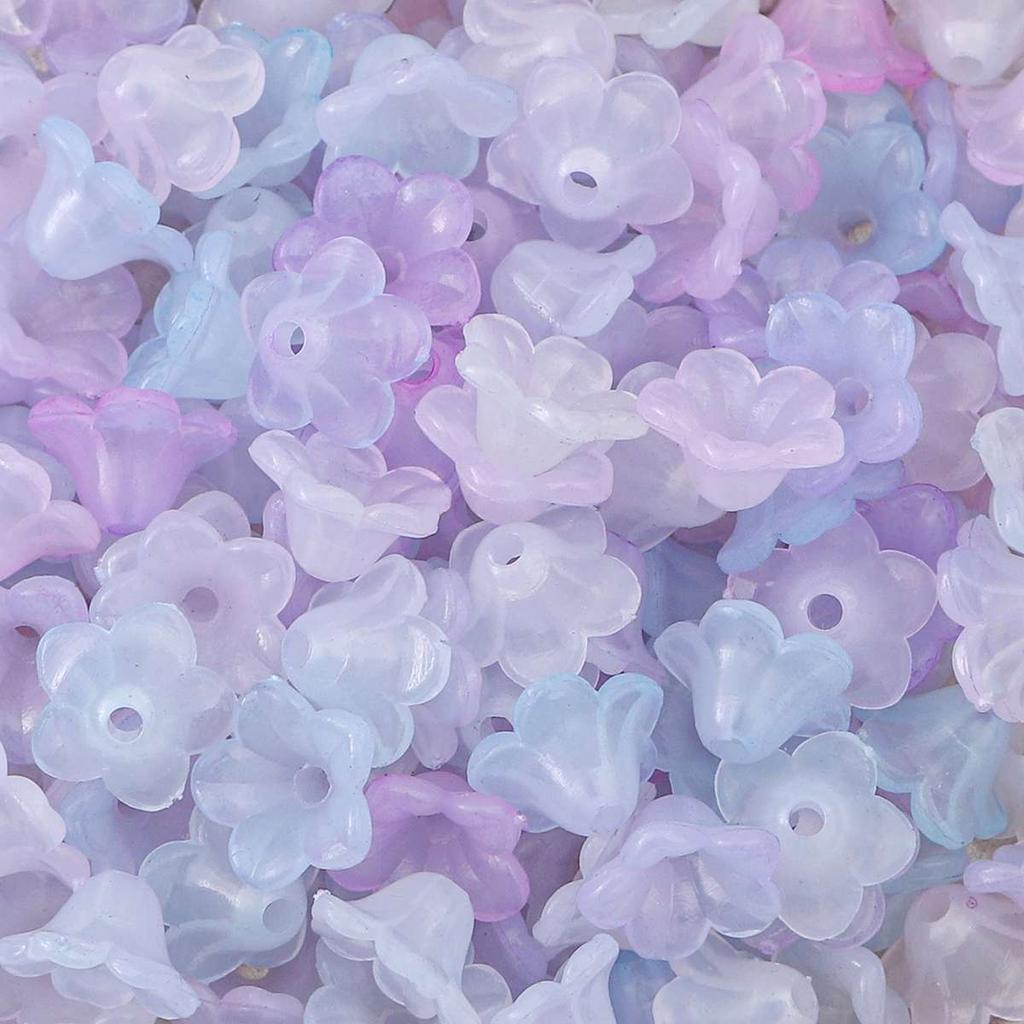500g Acrylic Bellflower Beads Gradient AB Colorful Charm Trumpet Flower Pendant for DIY Jewelry Making Earrings Accessories