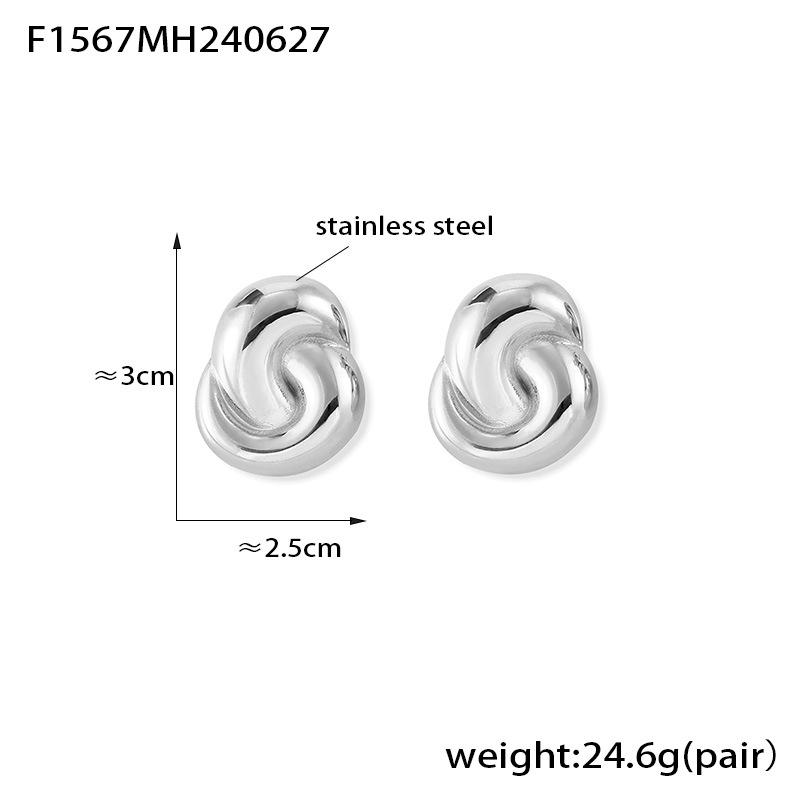 Chic European & American Double-Loop Earrings: Exaggerated 18K Gold Titanium Steel, Summer Non-Fading Design