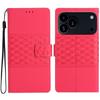 For iPhone 17 Pro Max Case Rhombus Leather Horizontal Flip Phone Cover with Wrist Strap