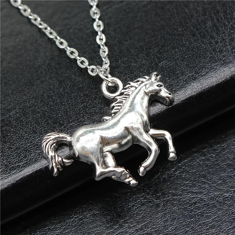 1pc Zinc Alloy Running Horse Pendant Necklace - Cute and Fresh Style, Fashionable Unicorn Design for Men and Women