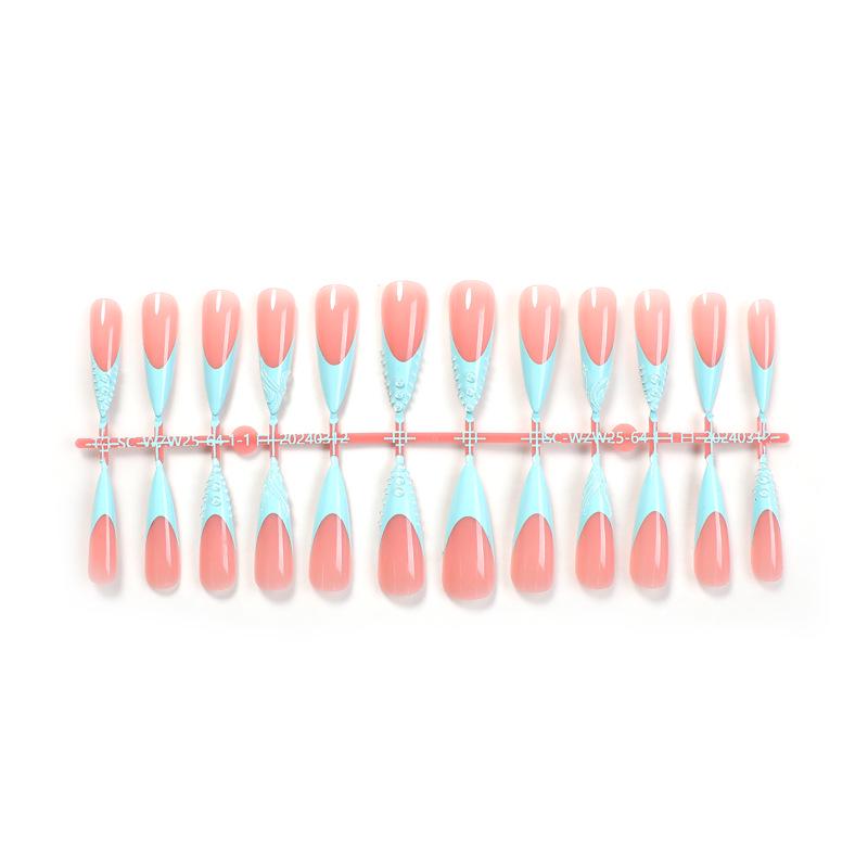 

Длинные накладные ногти ручной работы с 3D зелеными французскими кончиками