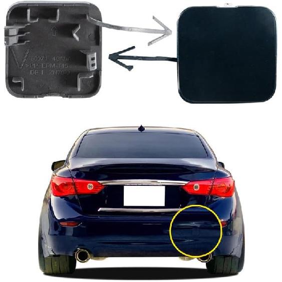 Car Rear Bumper Tow Hook Cover Compatible with Infiniti Q50 2014 2015 2016 2017 2018 Trailer Cover Cap 850714GA0A 85071-4GA0A Small Lid Towing Eye