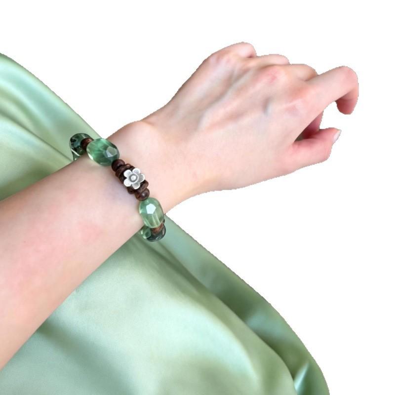 Bracelet Women Natural Green Fluorite Beaded Jewelry Fashion Office Style