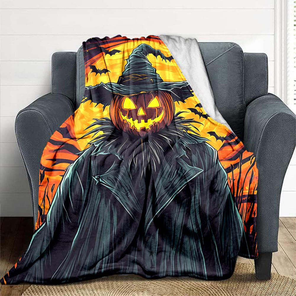 

1pc Pumpkin Witch Blanket Lightweight Flannel Blanket Throw Blanket For Sofa, Bed, Travel, Camping, Livingroom, Office, Couch, Chair, And Bed yy251015 100x150cm