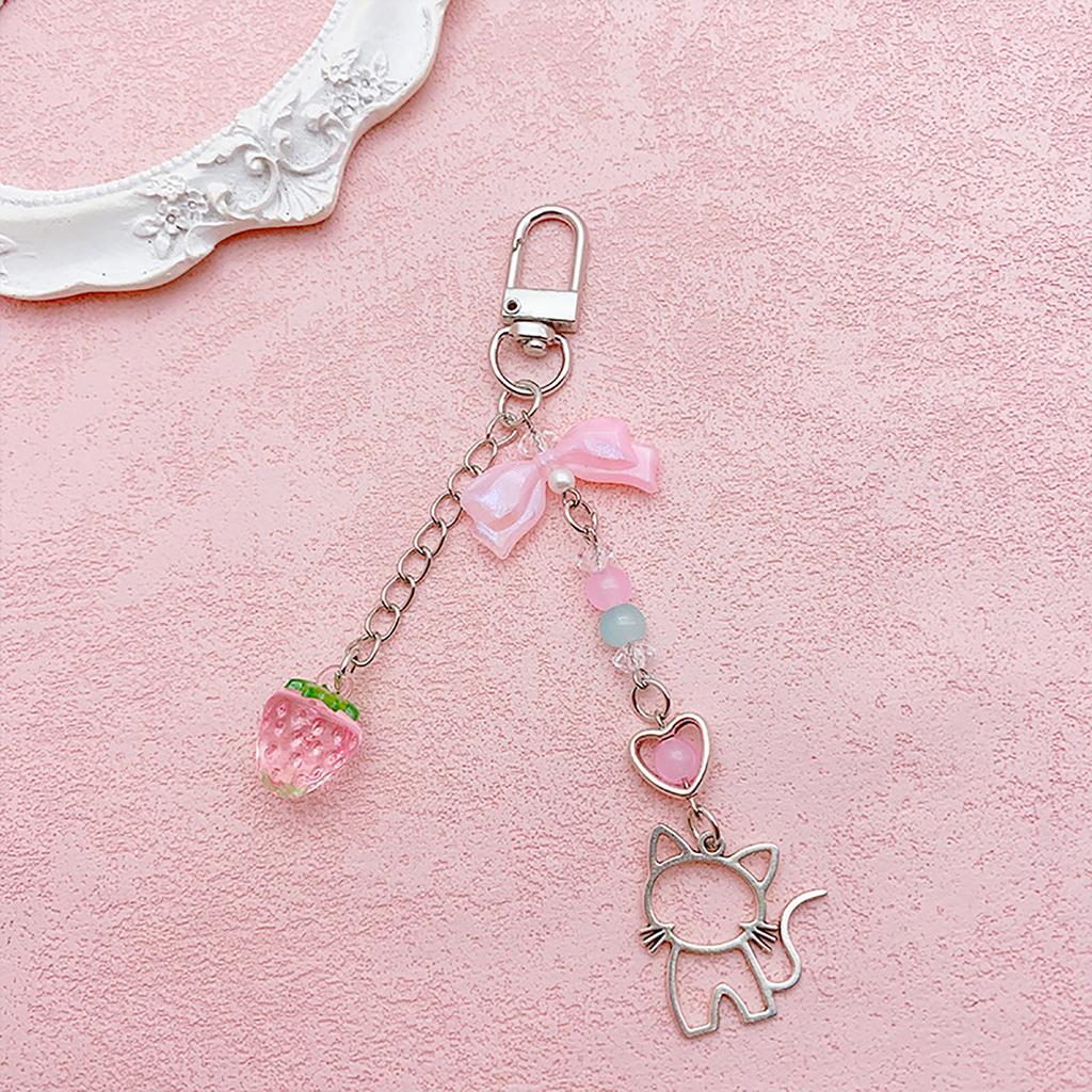 Stylish Beaded Keychain for Handbags Chic Acrylic Key Chain Keyrings Ornament Portable Bag Decorations for Travelers