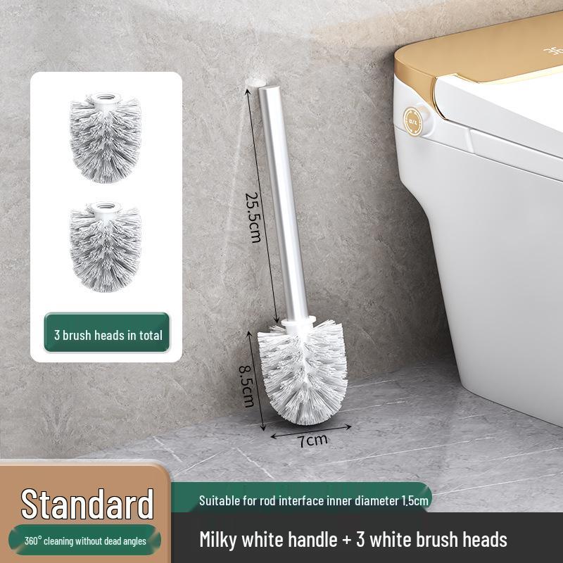 Wall-Mounted Soft Bristle Toilet Cleaning Set with Long Handle and Storage Rack