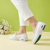 Women's Breathable Non-Slip Nurse Shoes, Wear-Resistant with Soft Thick Sole, White Microfiber Leather Loafers for Comfort.