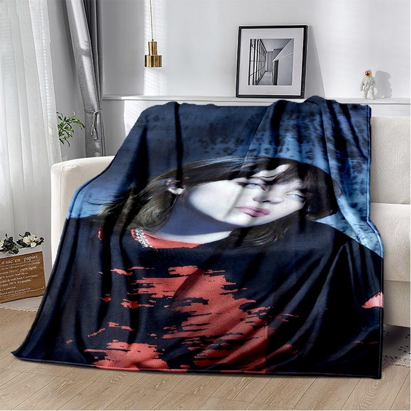 3D Hit Me Hard and Soft Billie Eilish Zpěvačka Měkká flanelová deka na postel, ložnici, pohovku, piknik, přehoz na přikrytí, dárek pro děti