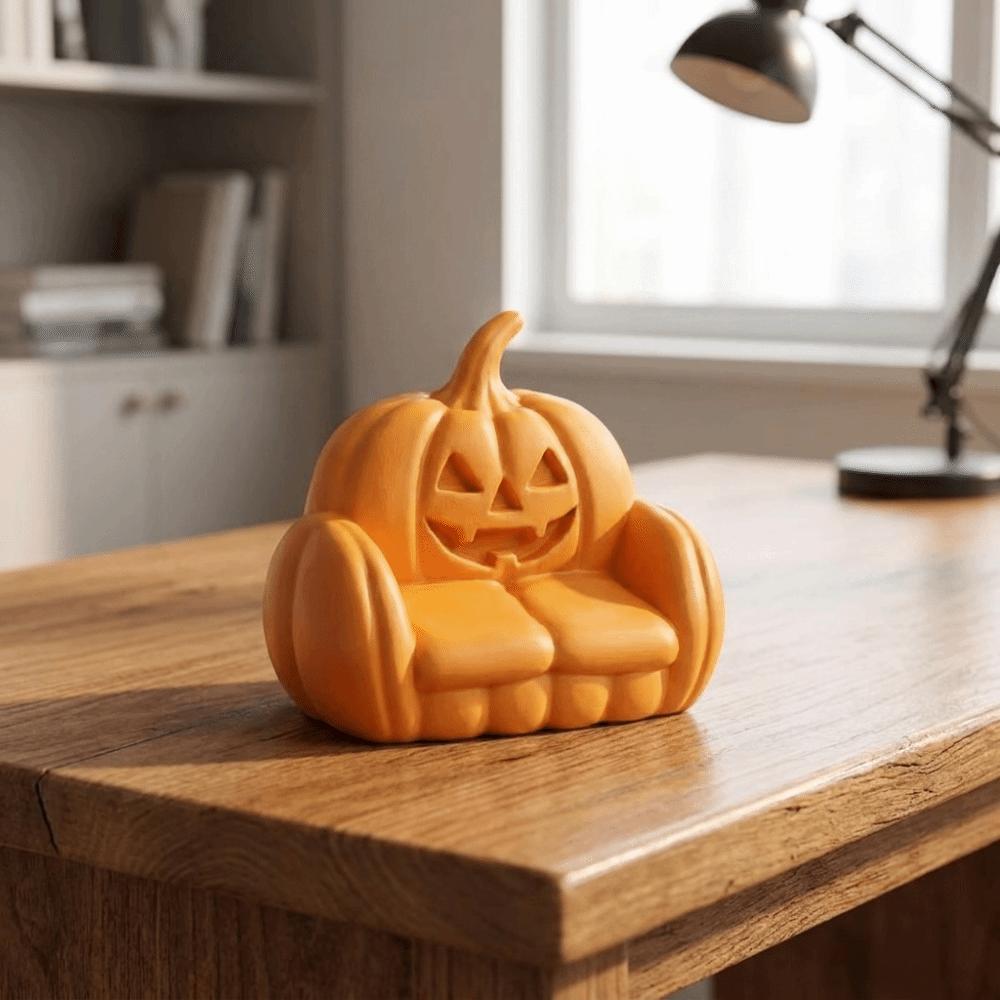 Realistic Pumpkin Sofa Ornaments Spooky Design Ghost Pumpkin Storage Tray Mini Halloween Sofa Gift