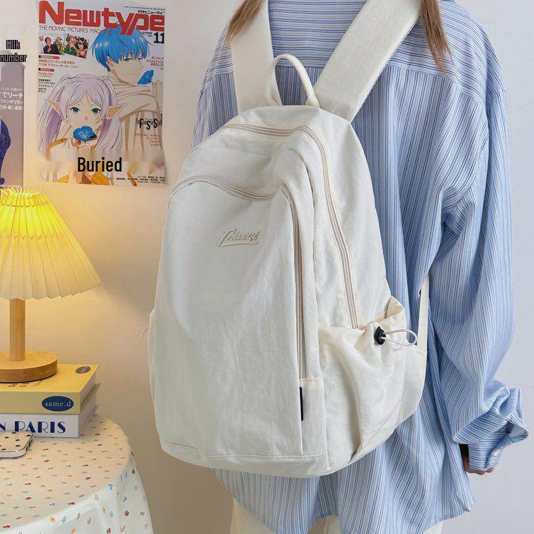 Korean Style Lightweight Backpack - Versatile Solid Color for Students and Women