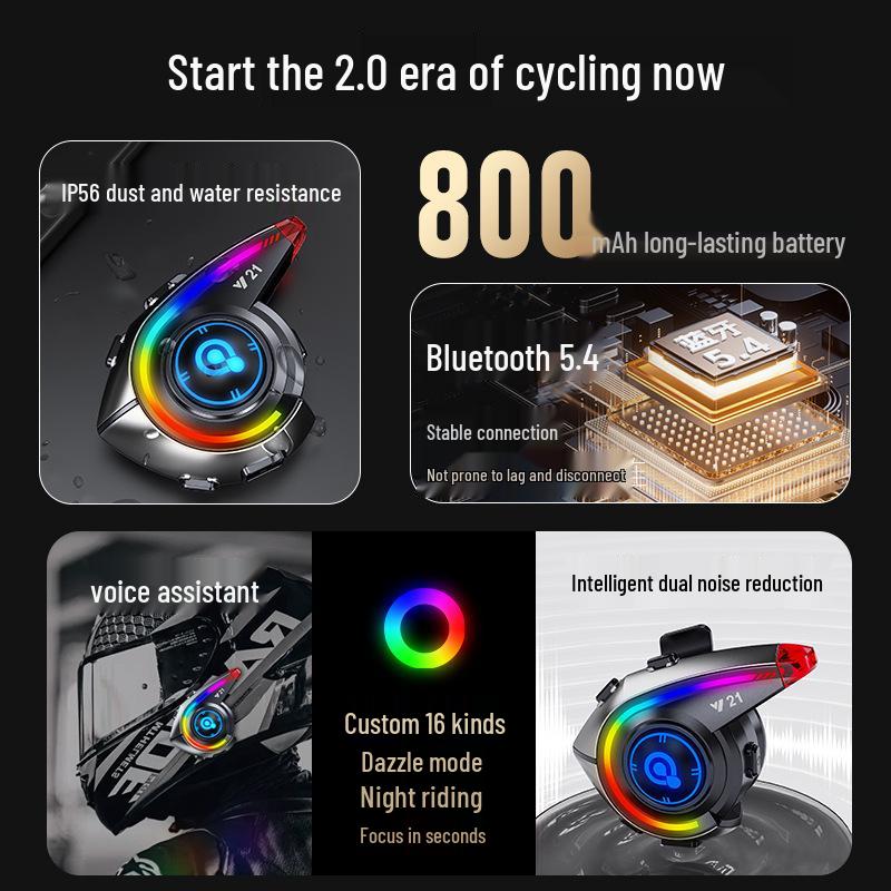 Y21 Waterproof Bluetooth Helmet Headset with RGB Lights & Heavy Bass