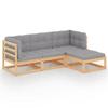 Exclusive House - 4 Pcs Garden Set with Cushions Solid Pine Wood