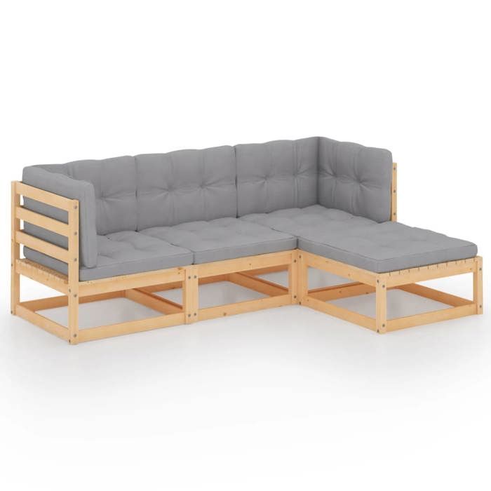 Exclusive House - 4 Pcs Garden Set with Cushions Solid Pine Wood