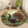 Forest Turkey Theme Flannel-printed round floor mats are slip-resistant Suitable for living room bedroom terrace garden carpets