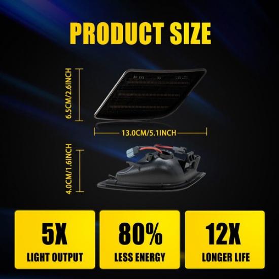 White LED Lights Side Marker Lamps For 08-11 Mercedes Benz W204 C250 C300 C350