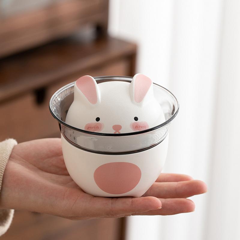 1 set of rabbit portable travel tea set outdoor travel single tea set simple teapot camping quick cup portable tea cup