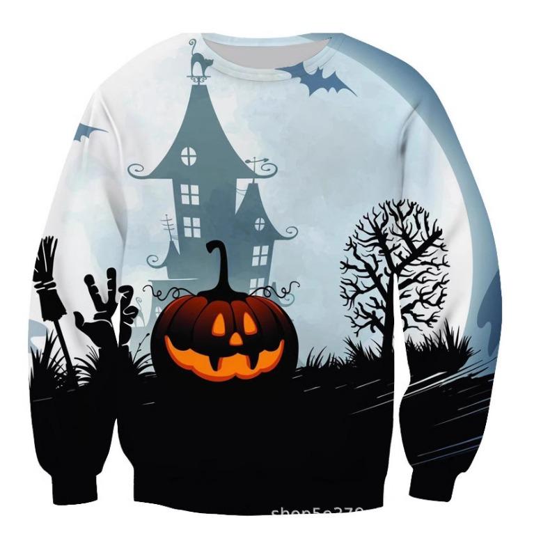 Autumn Winter 3D Printed Halloween Pumpkin Head Pattern Hoodie Fashionable Loose Large Casual Pullover Top Pullovers & Long Sleeves Men’s