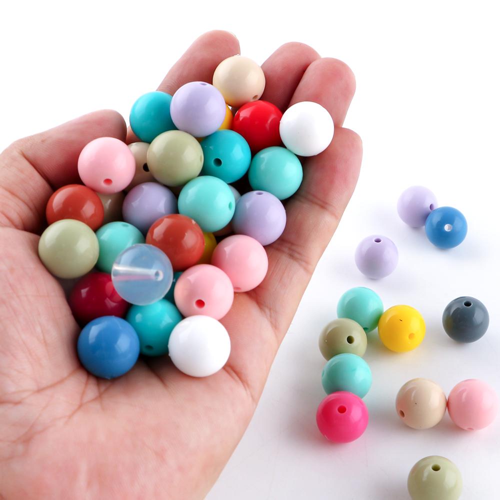 Kovict 24pcs/Lot  Silicone Bright Silicone Beads 15mm DIY Pacifier Chain Jewelry Bracelets Necklace Accessories