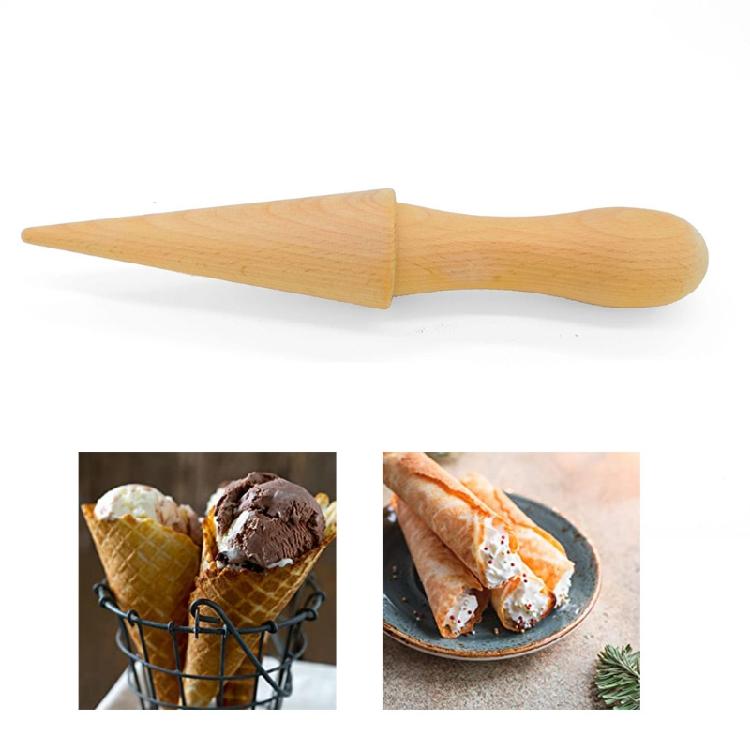 Eco-Freindly Natural Beech Wood Pizzelle Cone Roller Easy to Operate Housewares