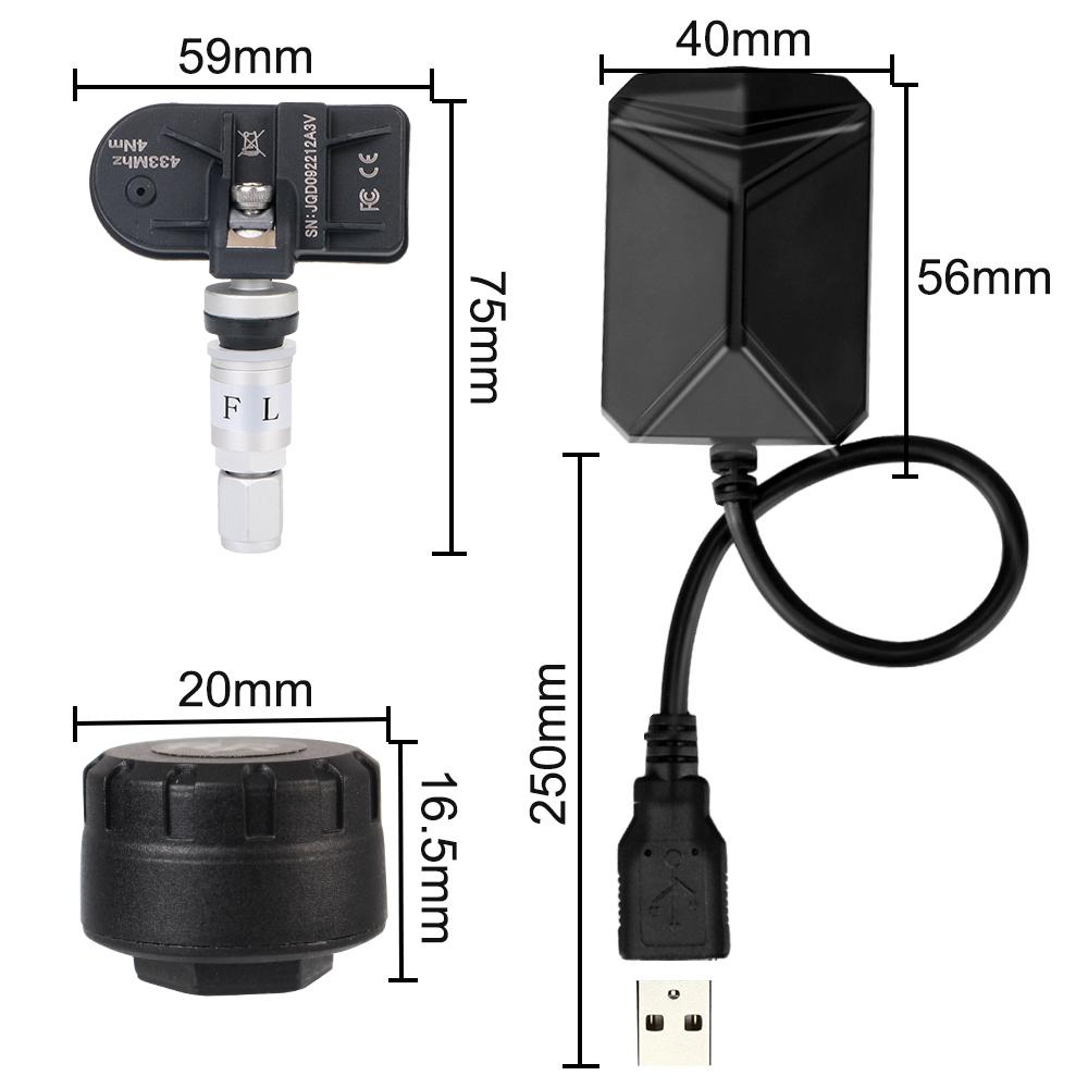 Android Navigation Alarm System With 4 Sensors Car TPMS Tire Pressure Monitoring System