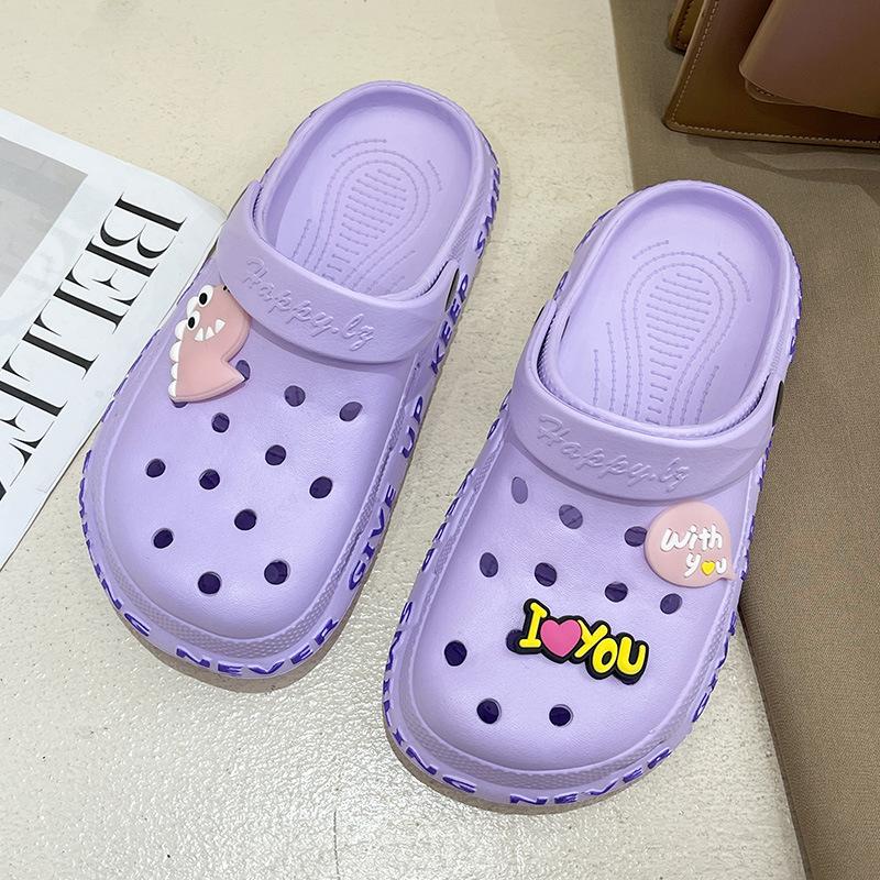 

Summer parent-child hole shoes men s cartoon outer wear children s non-slip flat bottom home indoor soft night market 41 фіолетовий