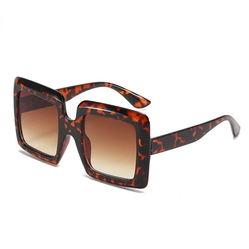 Vintage Oversized Square Gradient Sunglasses for Women New Luxury  Leopard Brown Uv400 Sun Glasses Men Lunette Soleil Femme