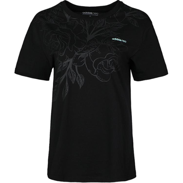 

Adidas Neo Удобная модная футболка с коротким рукавом и круглым вырезом Женские футболки Черный DU2401 S
