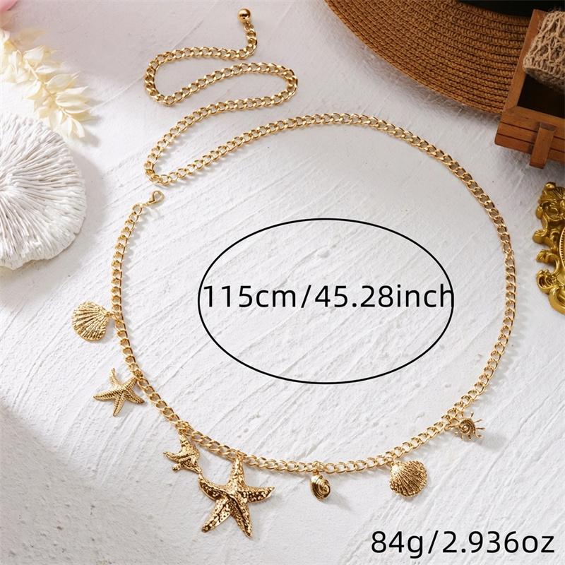 Metallic Summer Beach Starfish Shell Waist Chain Women Sexy Bikini Belly Body Chain Vacation Jewelry Accessories