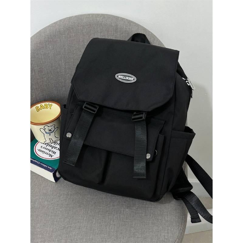 Stylish Unisex Nylon Business Travel Backpack High-quality Water-resistant Bag Black