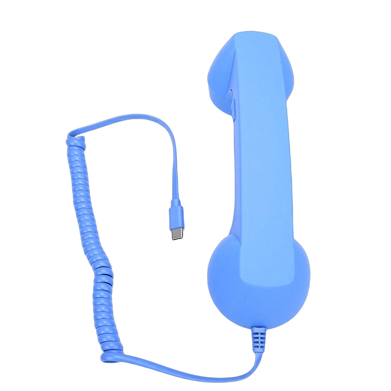 

Retro Phone Handset Type C Wired Telephone Handset Handheld Receiver with Mic and Speaker for Conference Call синій