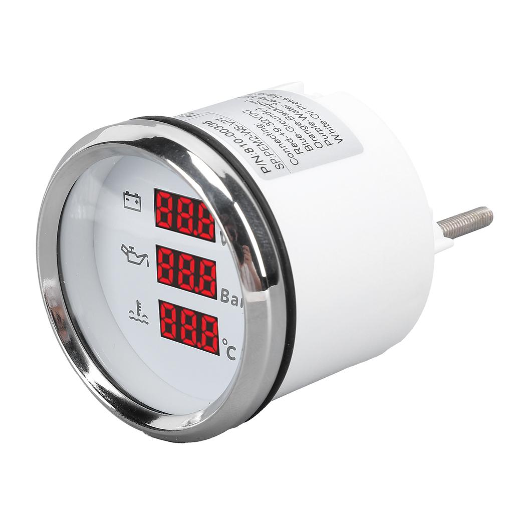 52mm Miernik Napięcia Ciśnienia Oleju Temperatury Wody Czerwone Podświetlenie Wodoodporny Cyfrowy Woltomierz Temperatury Wody Ciśnienia Oleju do Łodzi