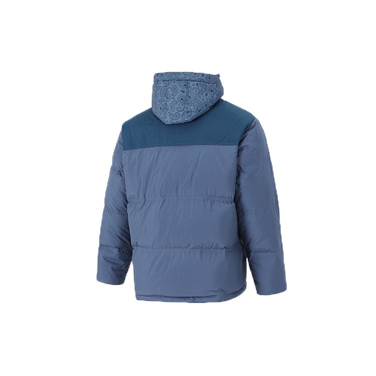 Puma Embroidered Logo Colorblock Cashew Flower Hooded Down Jacket Men Outerwear Blue 534973-64