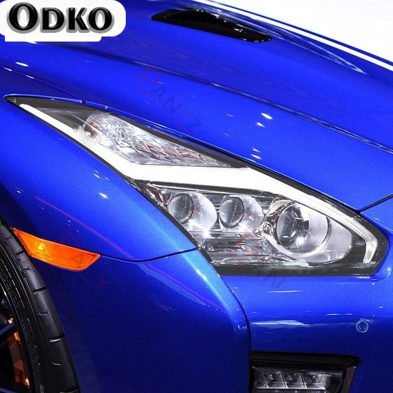 For Nissan GTR R35 Nismo 2009- 2 Pcs Car Headlight Protective Film Headlamp Vinyl Transparent Black TPU Protective