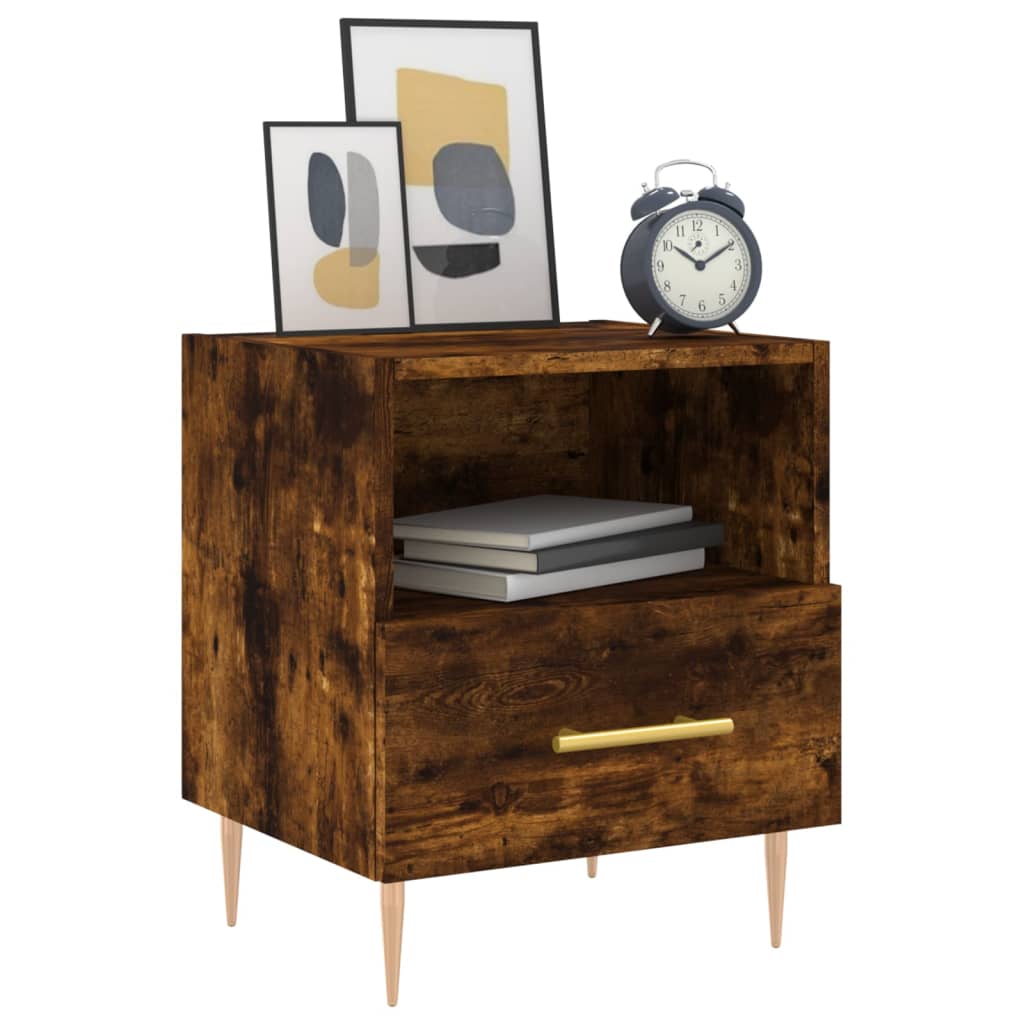 Vidaxl Bedside Table, Smoked Oak, 40X35X47.5 Cm