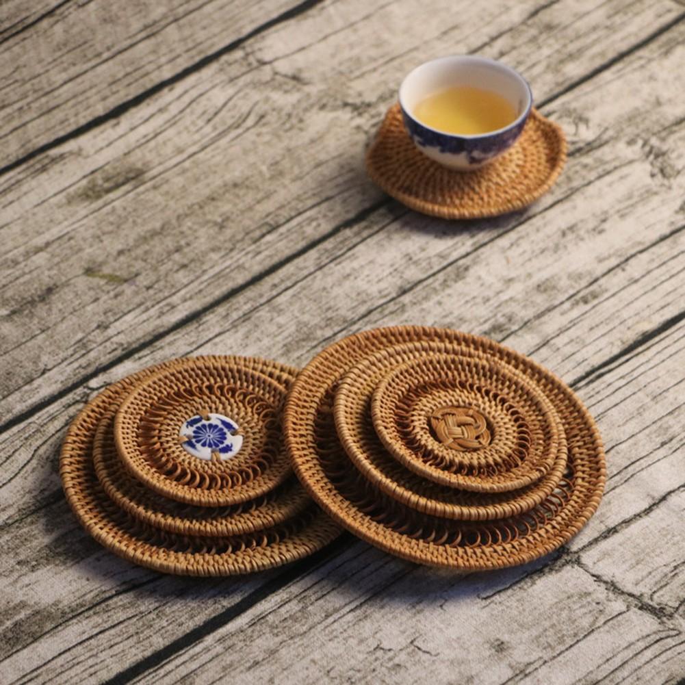 Dining Experience Insulation Pads Rattan Coasters Environmentally Friendly