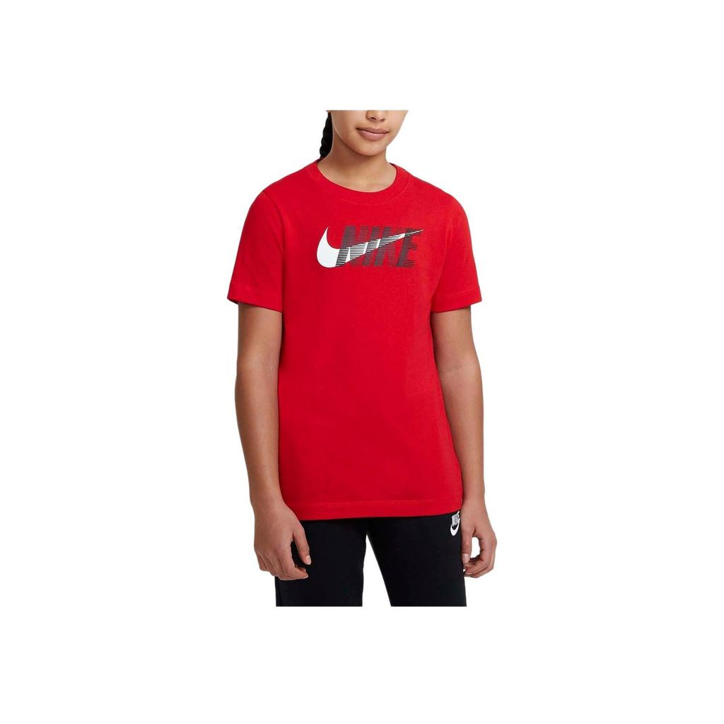 Nike T-Shirt Printed Logo Casual Short Sleeve Kids Tops Red DC7796-657