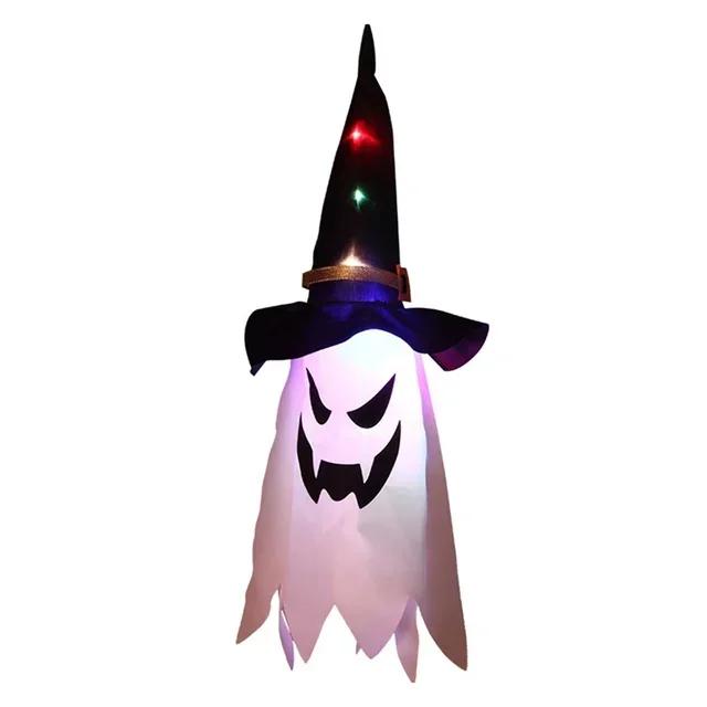 New Halloween Hat Ghost Bat Terrifying Atmosphere Creative Hanging Decoration Ghost House Scene Decoration LED Lamp Ghost House