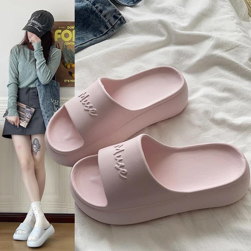 Fashion New Summer Beach Thick Sole Eva Slippers Women Thick Platform Indoor Home Slides Woman Lightweight Non Slip Bathroom Flip Flops