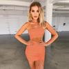 Mini Bodycon Summer Dress Women Club Hollow Out Ruched Backless Orange White Black Party Bandage Women Sexy Dresses