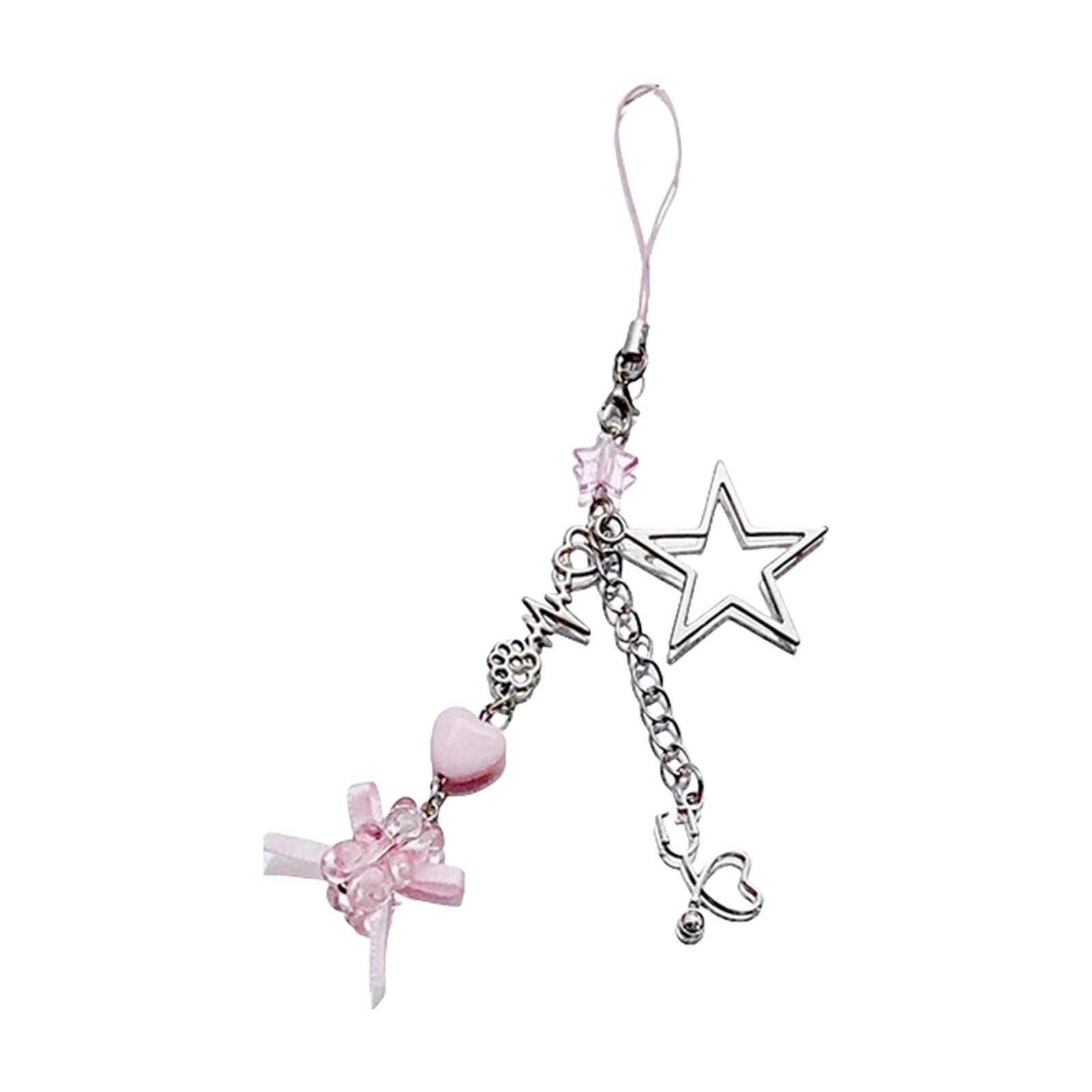 

Модные брелоки-цепочки для ключей в виде медведя со звездой, шикарный шарм в виде медведя со звездой с элегантным бантиком для персонализации ключей и аксессуар для сумки розовый